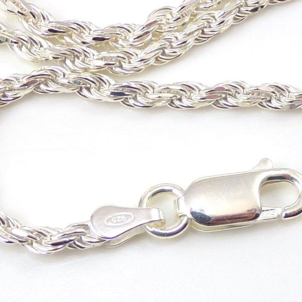 New Solid Sterling Silver Twisted Rope Chain Link… - image 3